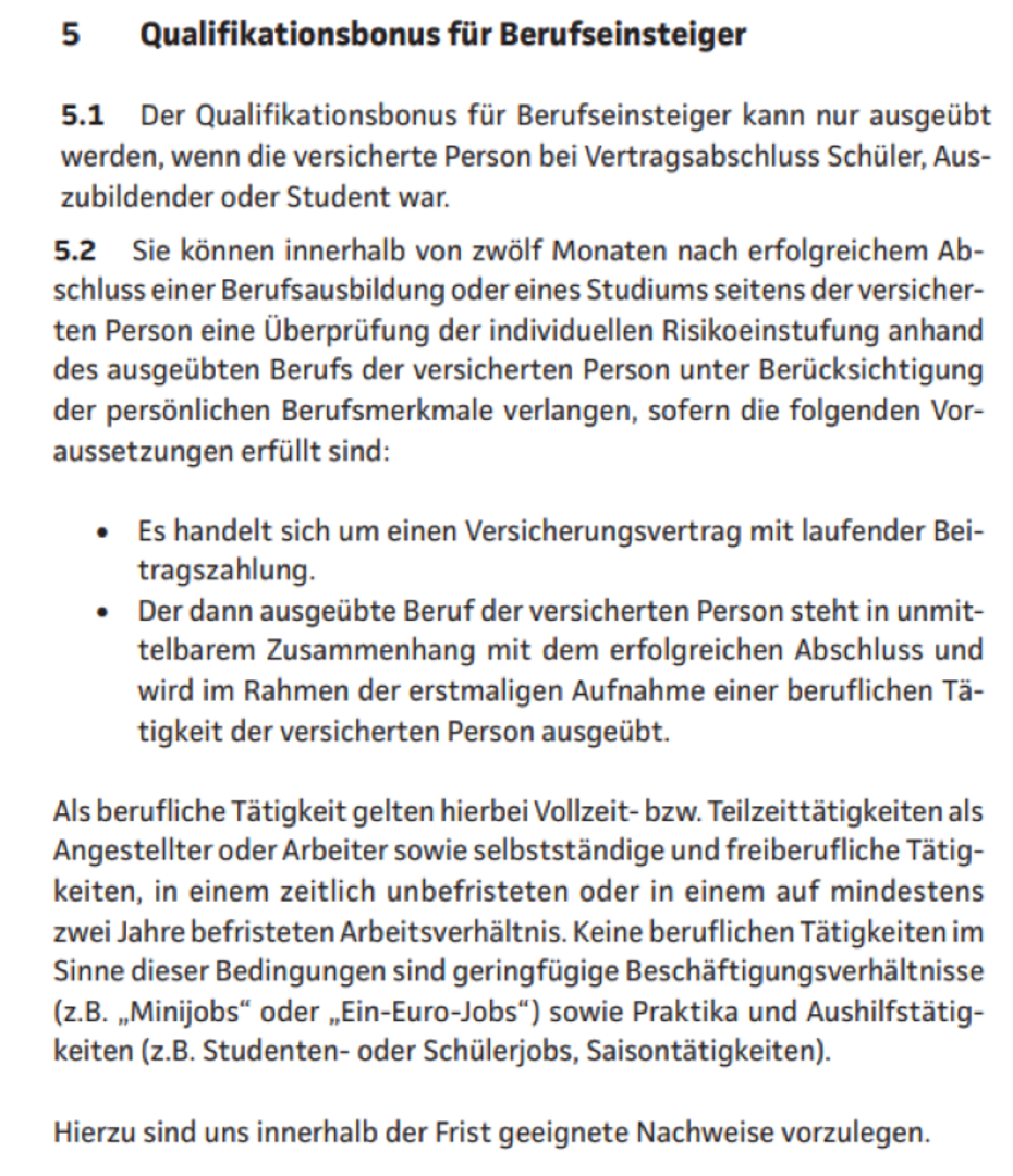 Qualifikationsbonus Continentale Berufsunfähigkeitsversicherung Berufseinsteiger Qualifikationsbonus Continentale Berufsunfähigkeitsversicherung Berufseinsteiger