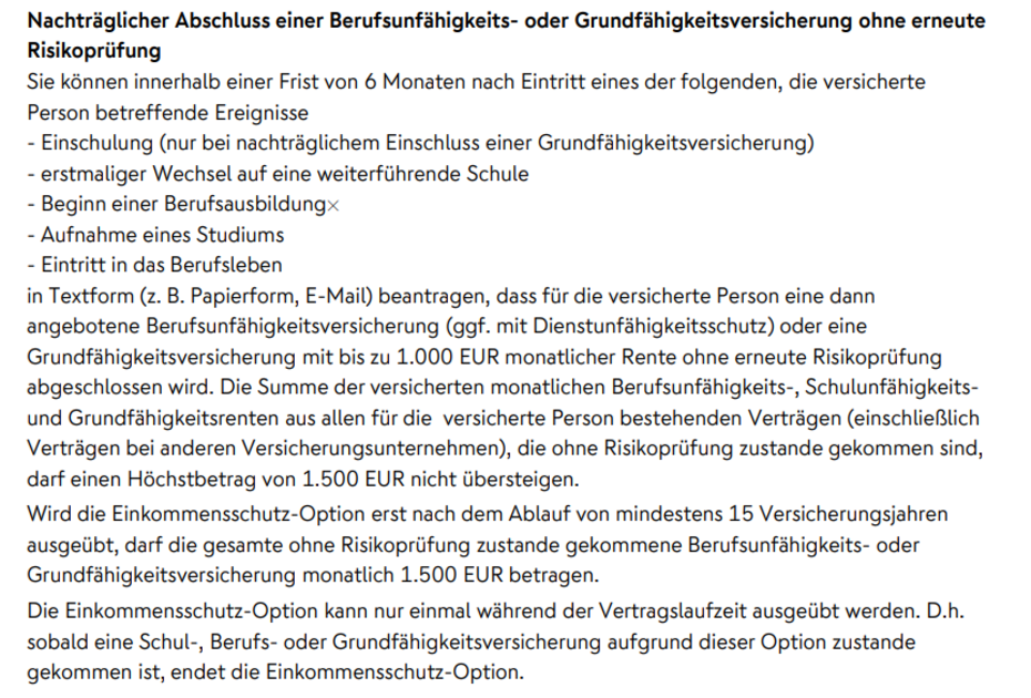 Nürnberger Kinder Berufsunfähigkeitsversicherung Kindevorsorge Nachträglicher Einschluss Nürnberger Kinder Berufsunfähigkeitsversicherung Kindevorsorge Nachträglicher Einschluss
