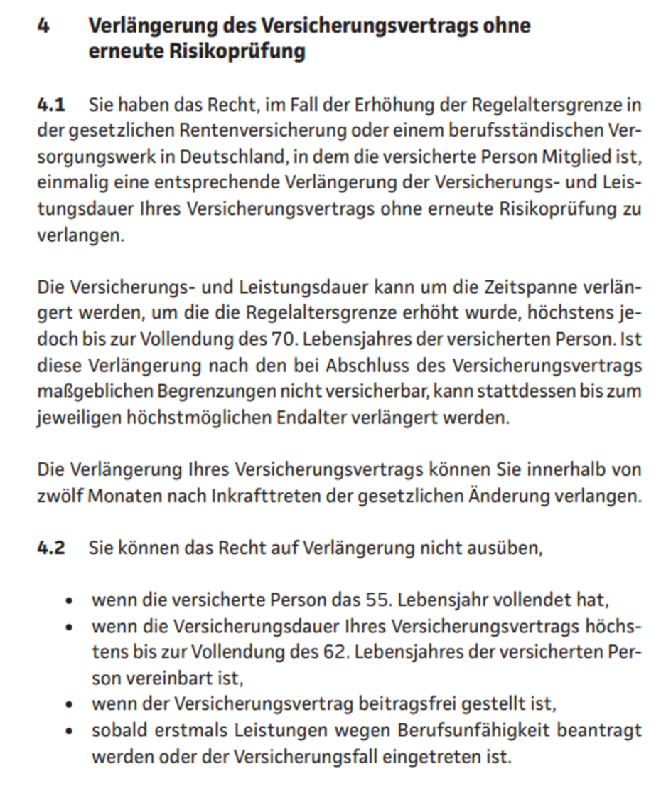 Continentale Verlängerungsoption Berufsunfähigkeitsversicherung Continentale Verlängerungsoption Berufsunfähigkeitsversicherung