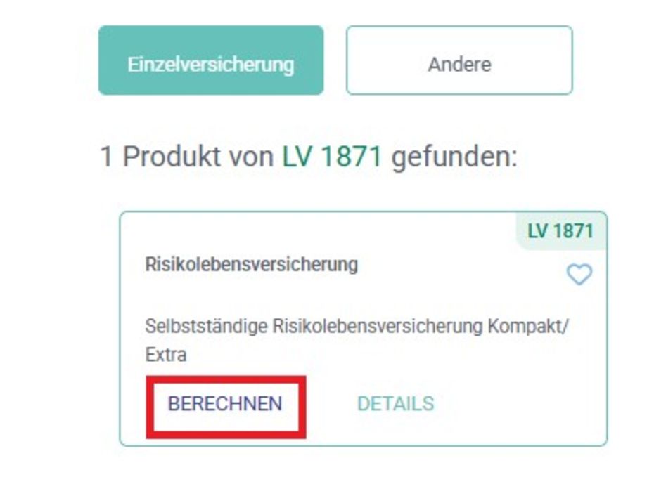 Eigene Berechnung Risikolebensversicherung LV 1871 Eigene Berechnung Risikolebensversicherung LV 1871