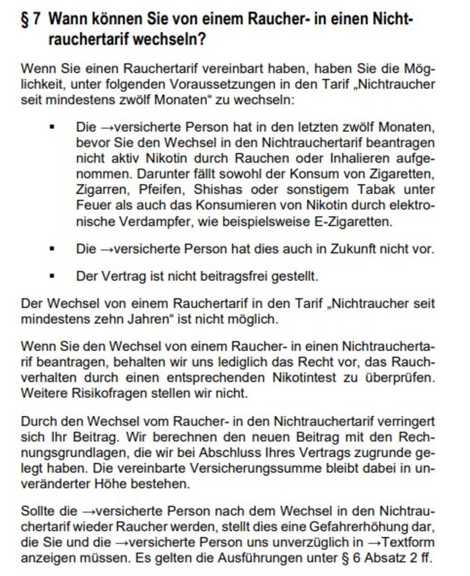 Wechsel Rauchertarif Risikolebensversicherung LV 1871 Wechsel Rauchertarif Risikolebensversicherung LV 1871