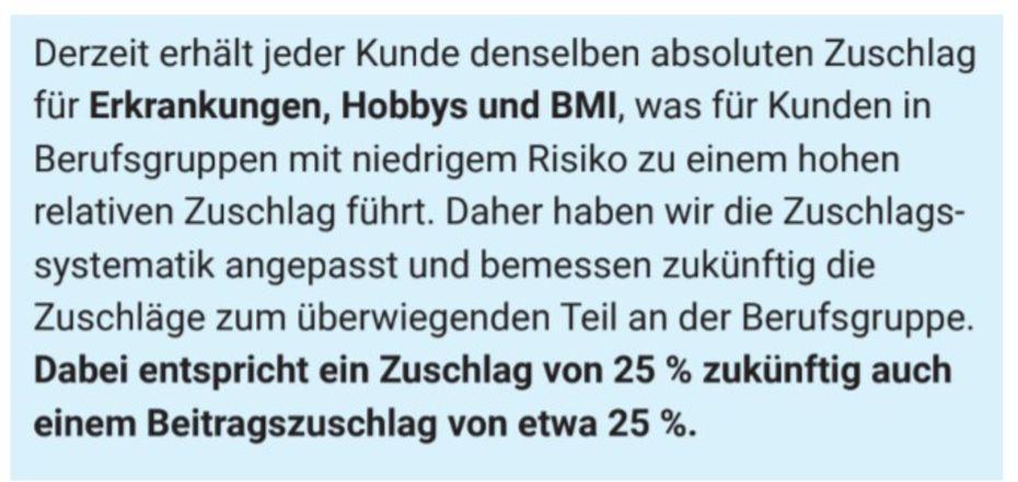 Anpassung Zuschlagssystematik Berufsunfähigkeitsversicherung Hannoversche Anpassung Zuschlagssystematik Berufsunfähigkeitsversicherung Hannoversche