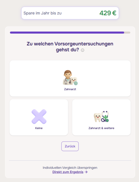 KassenKompass GKV Vergleichsrechner weitere Fragen 2 KassenKompass GKV Vergleichsrechner weitere Fragen 2