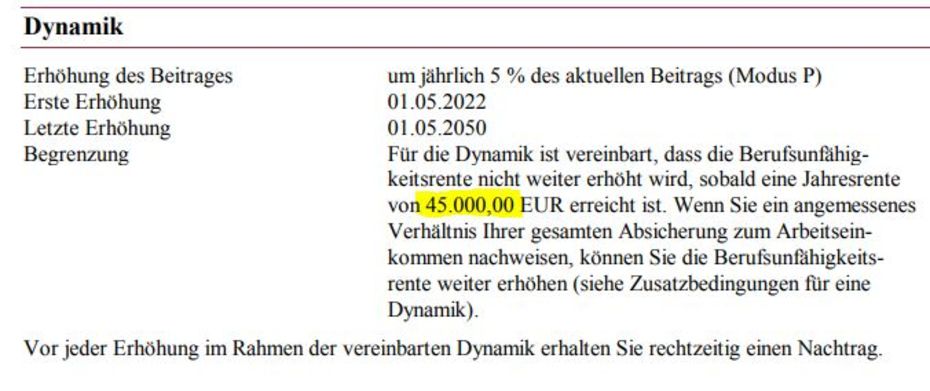 Obergrenze Beitragsdynamik Alte Leipziger Berufsunfähigkeitsversicherung