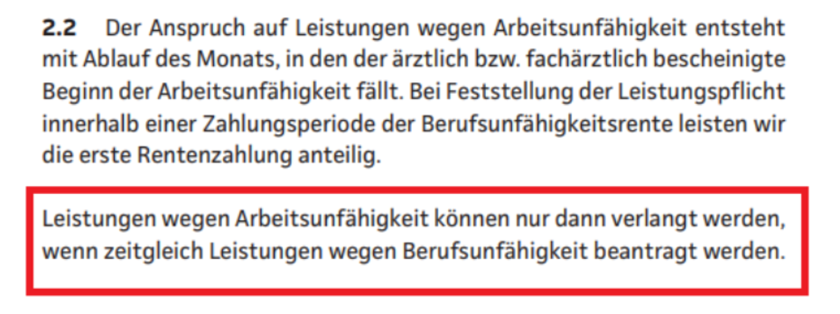 Weiterhin schlechte Form Arbeitsunfähigkeitsklausel Continentale Berufsunfähigkeitsversicherung Weiterhin schlechte Form Arbeitsunfähigkeitsklausel Continentale Berufsunfähigkeitsversicherung