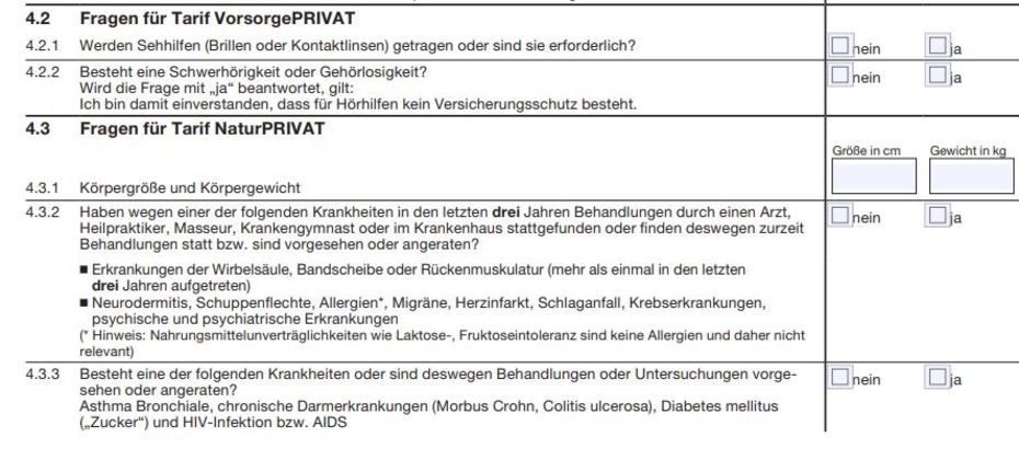 Ambulante Krankenzusatzversicherung Bayerische Beamtenkrankenkasse Gesundheitsfragen