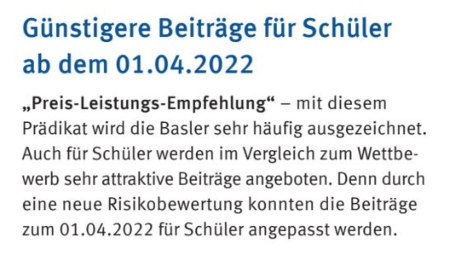 04 2022 Günstigere Prämien Basler Schüler Berufsunfähigkeitsversicherung