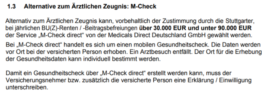 M-Check Stuttgarter Berufsunfähigkeitsversicherung