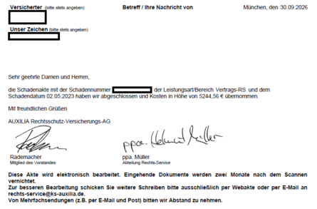 10 26 Schaden KS Auxilia Rechtsschutzversicherung