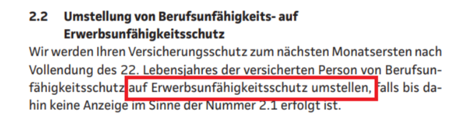 Umstellung auf Erwerbsunfähigkeitsversicherung Continentale Berufsunfähigkeitsversicherung Umstellung auf Erwerbsunfähigkeitsversicherung Continentale Berufsunfähigkeitsversicherung