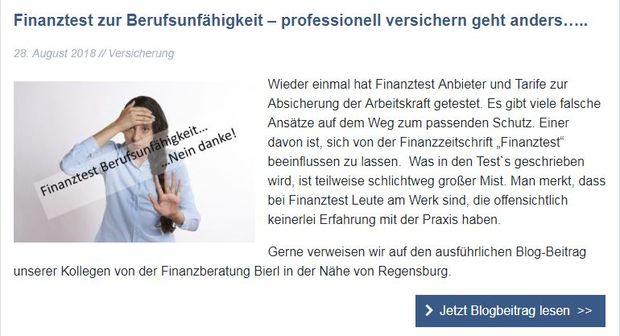 Finanztest Berufsunfähigkeitsversicherung Statement Finanzmanagement Aierstock