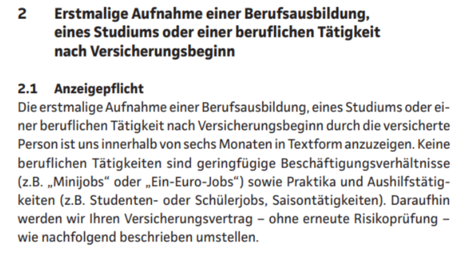 Anzeigepflicht Einstieg Berufsleben Continentale Berufsunfähigkeitsversicherung Anzeigepflicht Einstieg Berufsleben Continentale Berufsunfähigkeitsversicherung