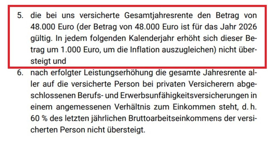 Maximale Nachversicherung 2026 Hannoversche Berufsunfähigkeitsversicherung
