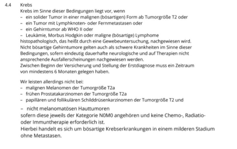Definition Krebs Dortmunder Risikolebensversicherung Rückhalt