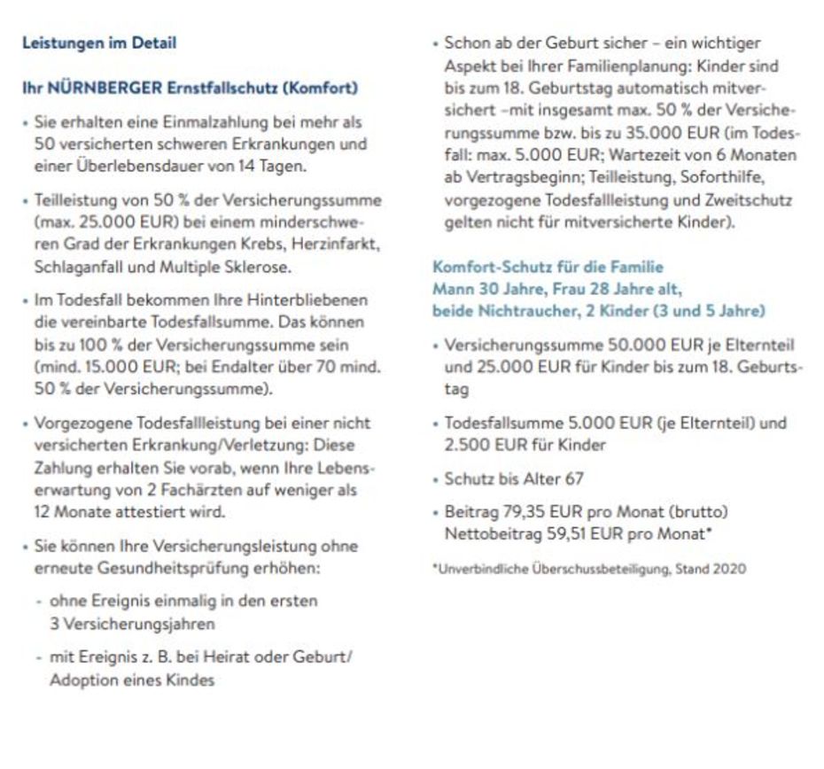 Schwere Krankheitenversicherung Details Nürnberger Berufsunfähigkeitsversicherung