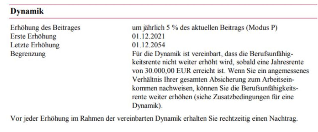 Obergrenze Beitragsdynamik Alte Leipziger Berufsunfähigkeitsversicherung