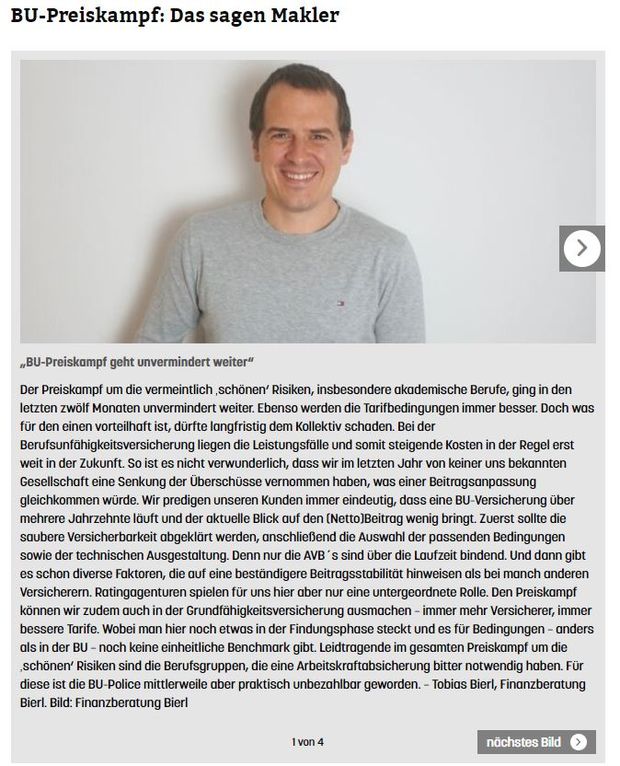 Preiskampf Berufsunfähigkeitsversicherung Statement Tobias Bierl 05 2022
