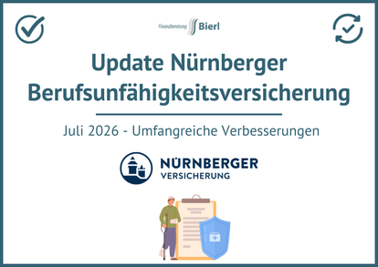 Update Nürnberger Berufsunfähigkeitsversicherung Juli 2026 Update Nürnberger Berufsunfähigkeitsversicherung Juli 2026