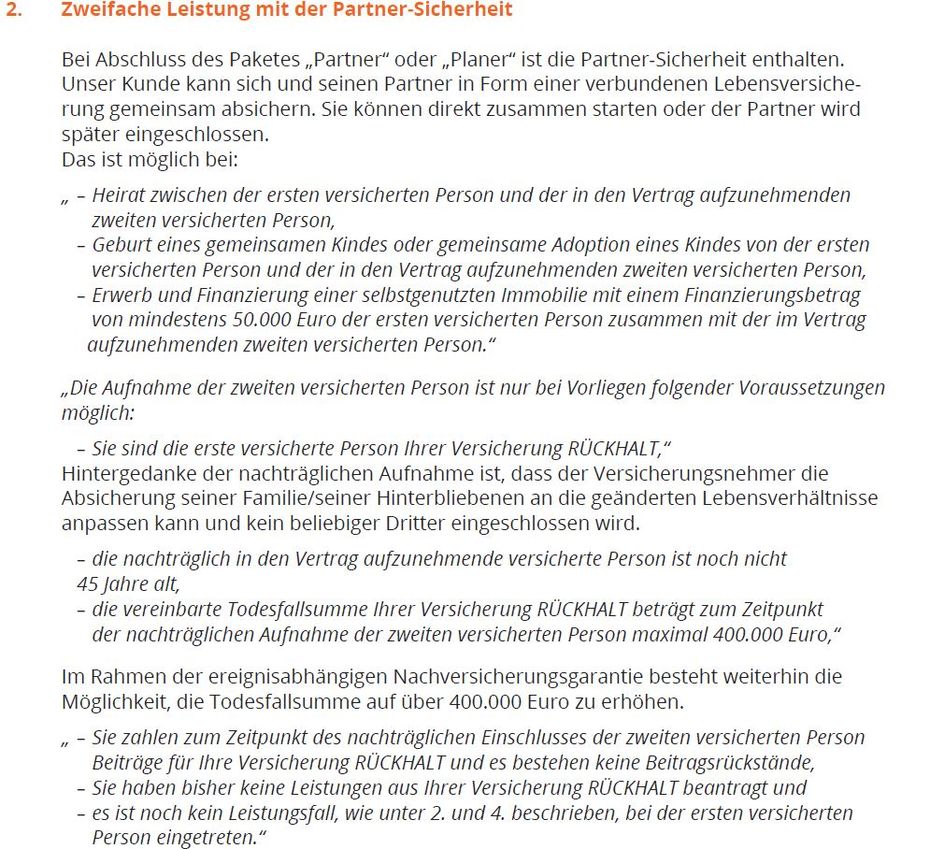 Einschluss Partner Dortmunder Risikolebensversicherung 1 von 2