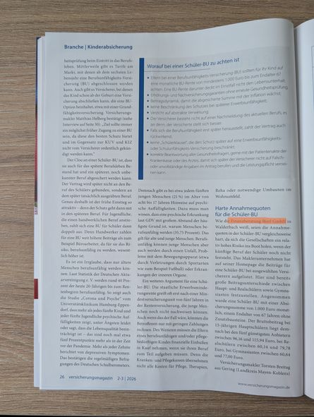 Presseartikel Versicherungsmagazin Schüler Berufsunfähigkeitsversicherung Finanzberatung Bierl Presseartikel Versicherungsmagazin Schüler Berufsunfähigkeitsversicherung Finanzberatung Bierl