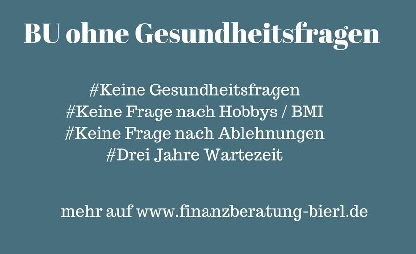 Berufsunfähigkeitsversicherung keine Gesundheitsfragen