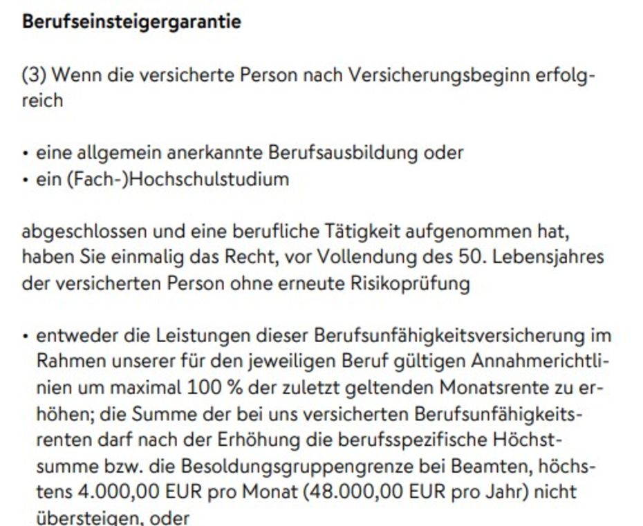 Berufseinsteigergarantie 2026 Nürnberger Berufsunfähigkeitsversicherung