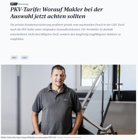 Presseartikel ProContra Private Krankenversicherung Tarifauswahl Stefan Bierl