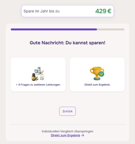 KassenKompass GKV Vergleichsrechner weitere Fragen 1 KassenKompass GKV Vergleichsrechner weitere Fragen 1