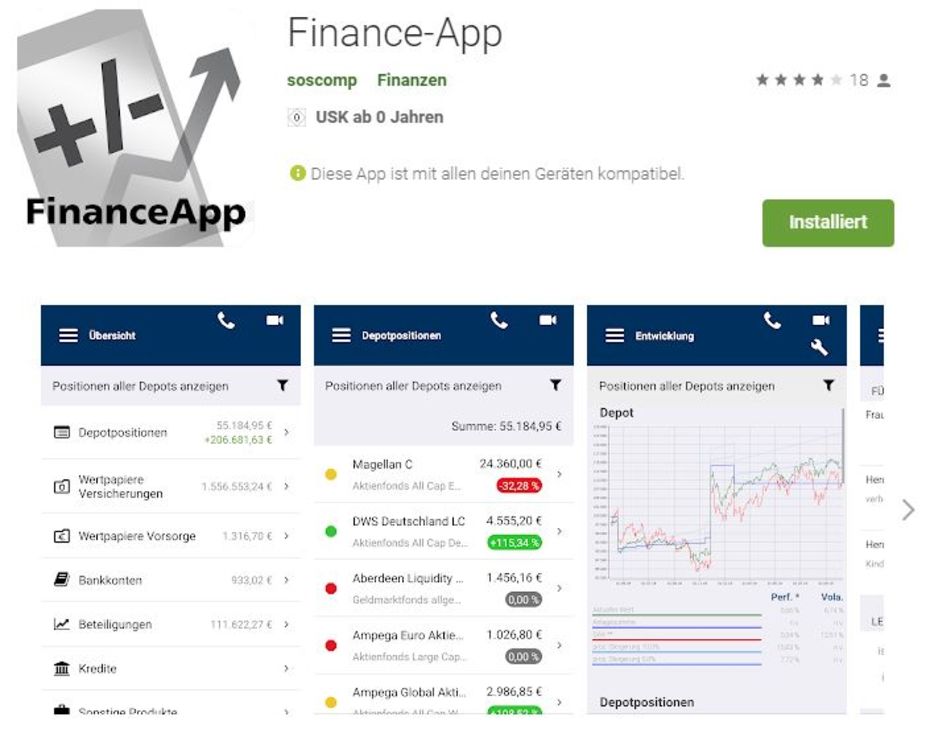 Finance App im Playstore