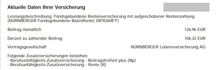 5.04 Basis Rente Kombination mit Berufsunfähigkeitsversicherung Nürnberger